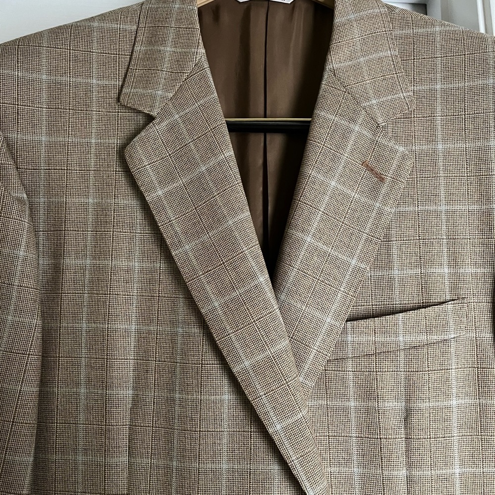 Tan Checkered Canali Suit Jacket